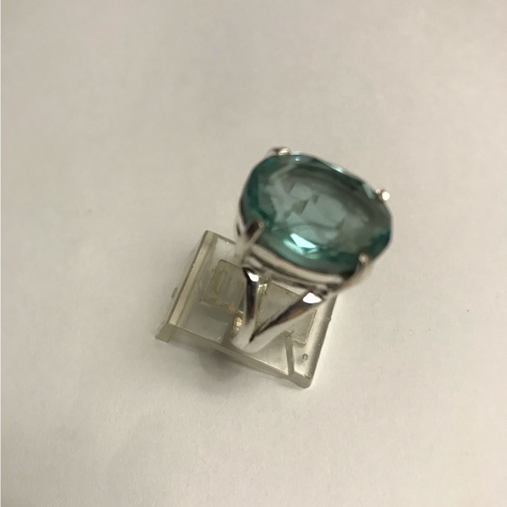 Aquamarine Stamped 925 Sterling Silver Ring